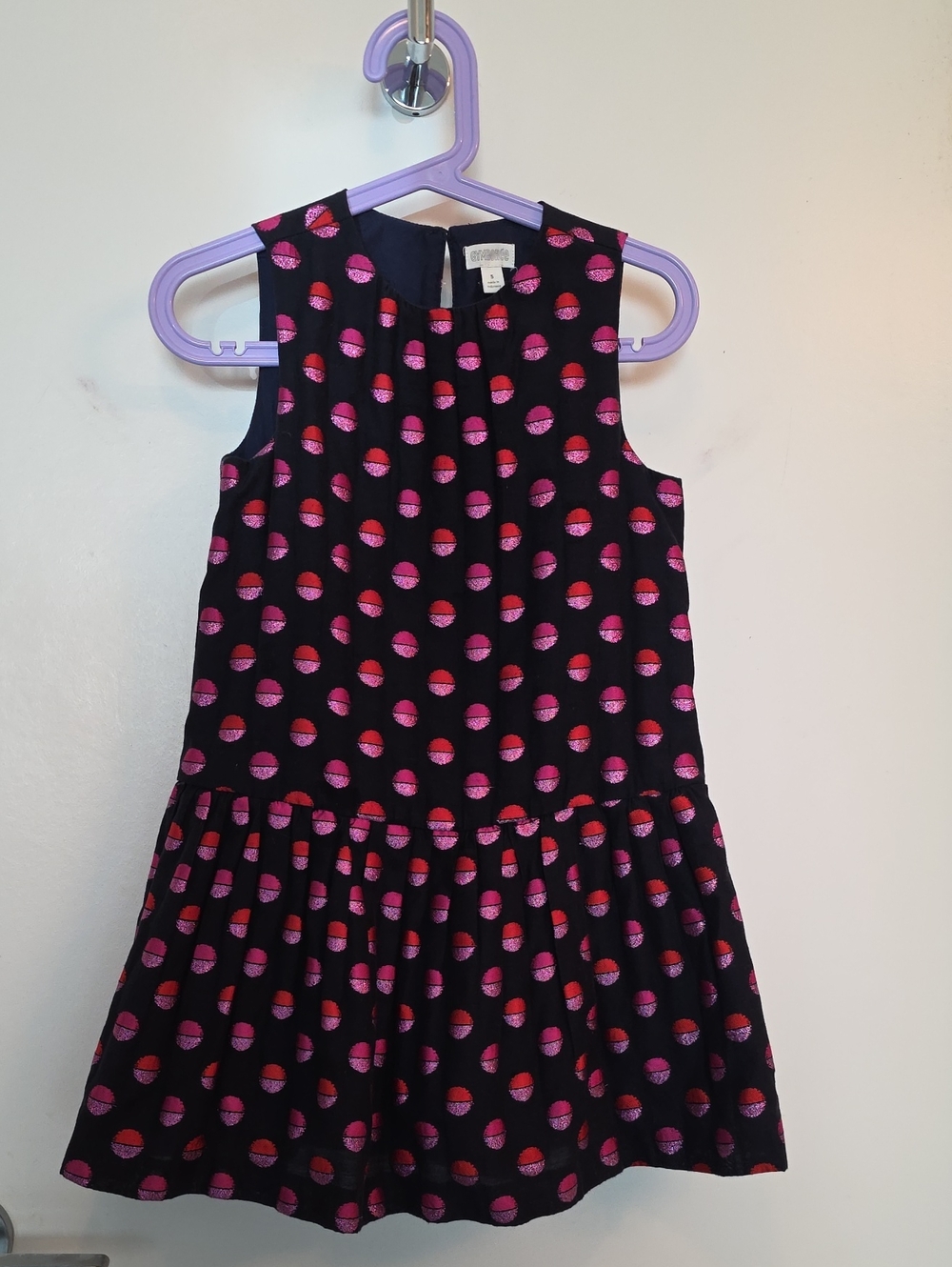 Gymboree Black Sleeveless Dress with Pink & Red Dot Pattern